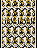 Bold Yellow Black Abstract Swirl Rug