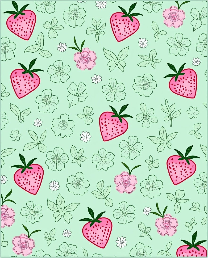 Sweet Strawberry and Pink Blossom Rug