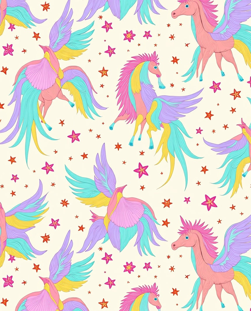 Pastel Pegasus Creatures Surrounded By Stars Rug