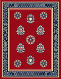 Crimson Red Crest Medallion Border Rug
