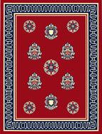 Crimson Red Crest Medallion Border Rug