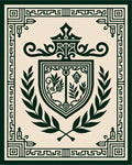 Dark Green Laurel Crest Emblem Rug