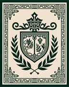 Dark Green Laurel Crest Emblem Rug