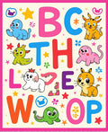 Alphabet Animals Whimsical Cartoon Kids Rug
