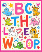 Alphabet Animals Whimsical Cartoon Kids Rug