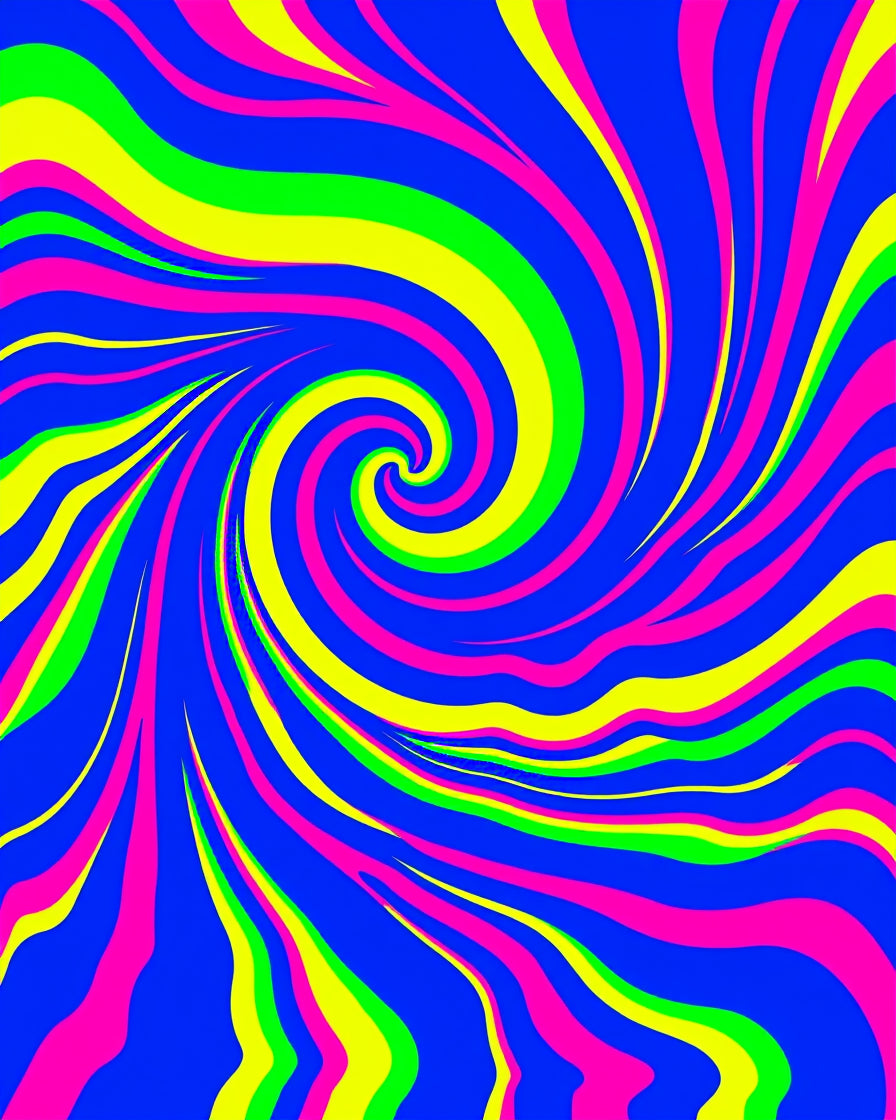 Bright Swirling Neon Waves Rug