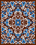 Elegant Blue White Floral Medallion Brown Rug