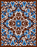 Elegant Blue White Floral Medallion Brown Rug