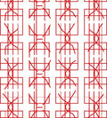 Red Intersecting Geometric Stripe Rug