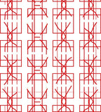 Red Intersecting Geometric Stripe Rug