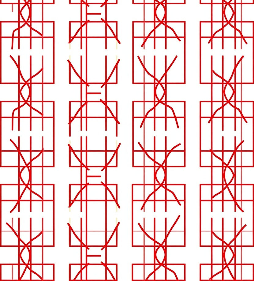 Red Intersecting Geometric Stripe Rug