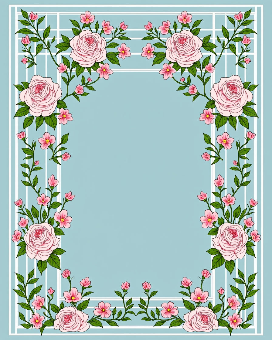 Pale Pink Rose Vine Garland Rug
