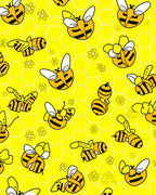 Yellow Honeycomb Bees Floral Whimsy Rug