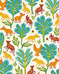 Folk Art Woodland Animals Tropical Trees Rug