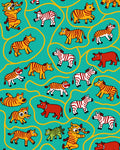 Playful Zebras Teal Animal Arrangement Rug