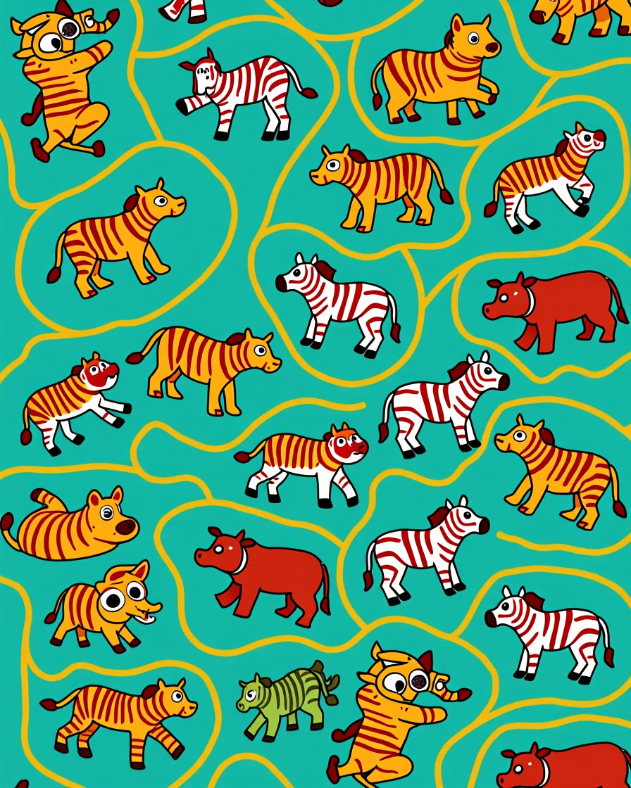 Playful Zebras Teal Animal Arrangement Rug