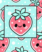 Cute Pink Strawberry Mint Dot Rug