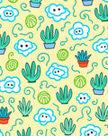 Playful Potted Plants and Clouds Rug