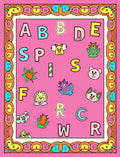 Playful Pink Alphabet Characters Border Rug
