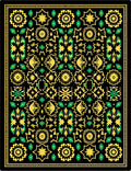 Black Yellow Green Floral Medallion Rug