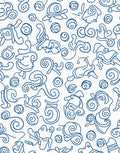 Whimsical Blue Snail Swirl Line Art Rug