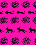 Bright Pink Black Cat Floral Repeats Rug