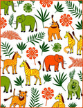 Playful Safari Animals Orange Green Zebras Rug