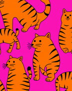Vibrant Orange Tiger Stripes Cat Collage Rug
