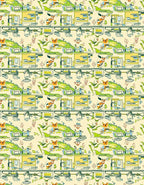 Whimsical Green Cartoon Animal Landscape Rug