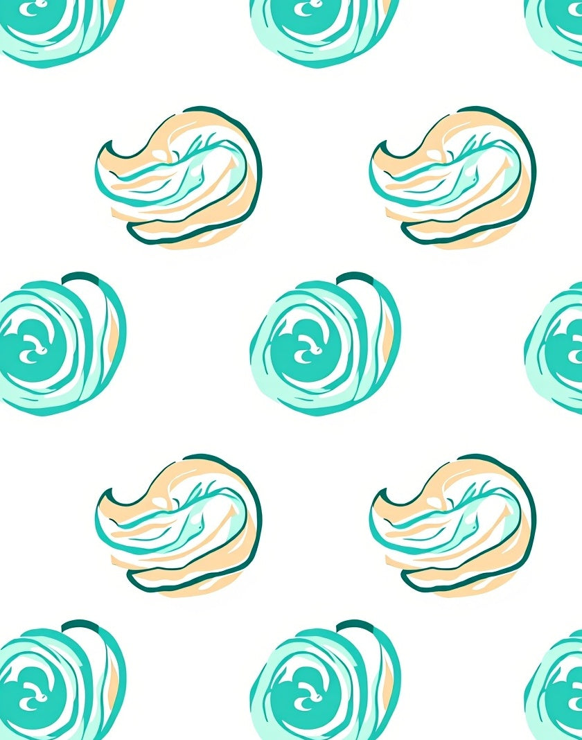 Teal Cream Swirl Abstract Forms Rug