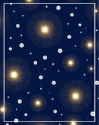 Navy Golden Starburst Sunburst Rug