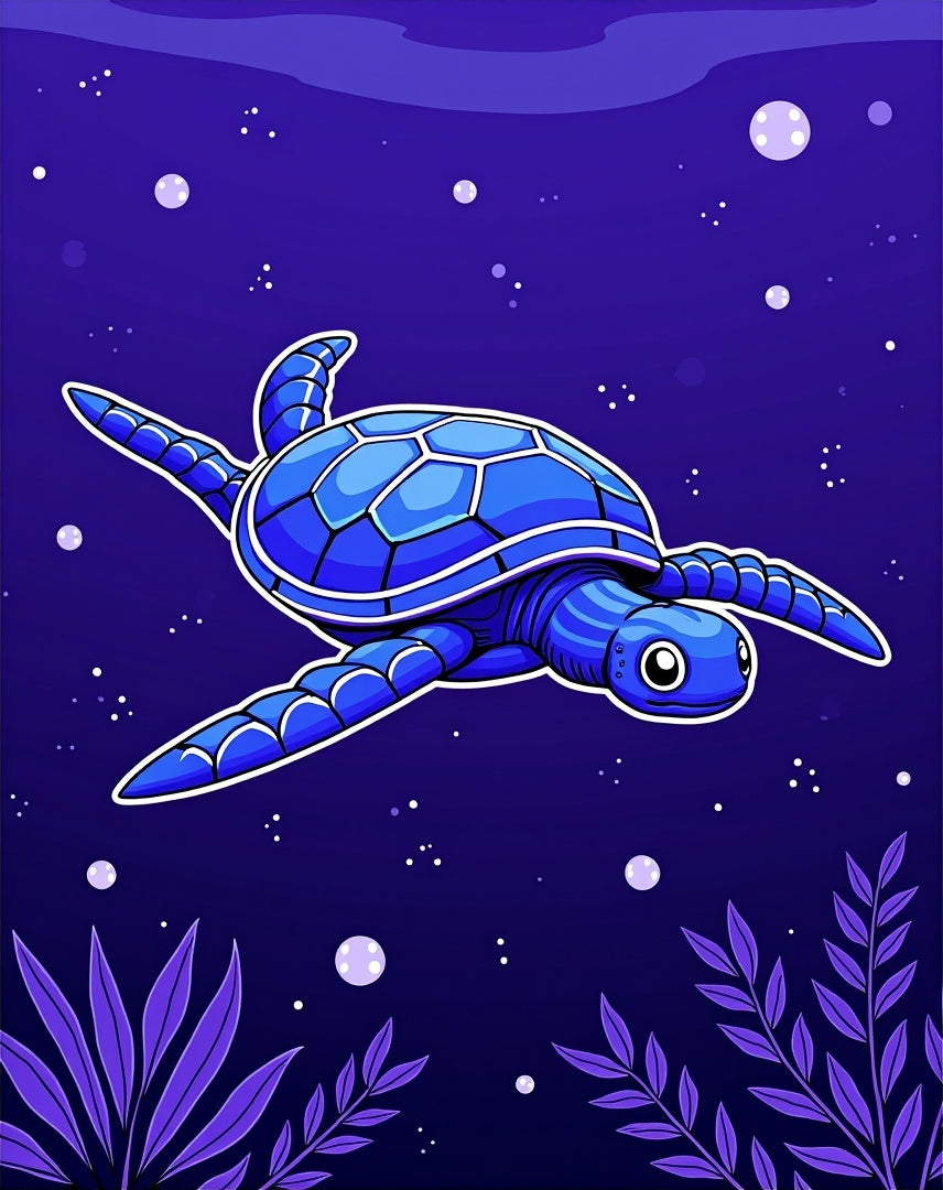 Deep Blue Ocean Turtle Bubbles Rug