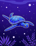 Deep Blue Ocean Turtle Bubbles Rug
