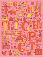 Farm Alphabet Whimsical Pink Orange Rug