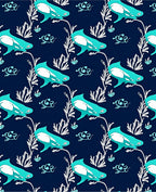 Ocean Orca Teal White Navy Rug