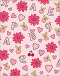 Pink Girly Alphabet Floral Heart Cherries Rug