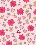 Pink Girly Alphabet Floral Heart Cherries Rug