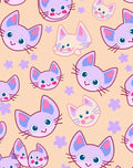Whimsical Lavender Kitten Flower Repeating Rug