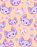 Whimsical Lavender Kitten Flower Repeating Rug