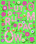 Pink Floral Alphabet Collage Rug