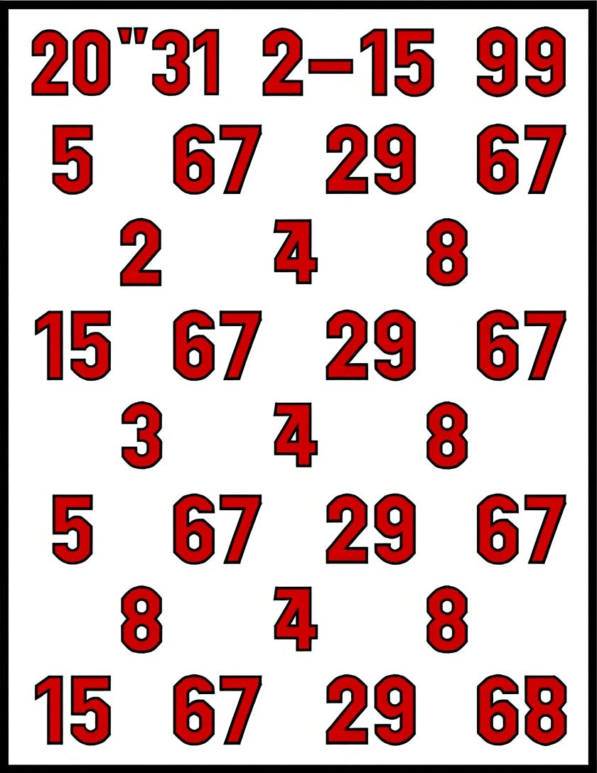 Red Vintage Number Grid Rug