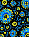 Bold Blue Yellow Floral Burst Rug