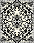 Ivory Black Arabesque Scrollwork Collection Rug