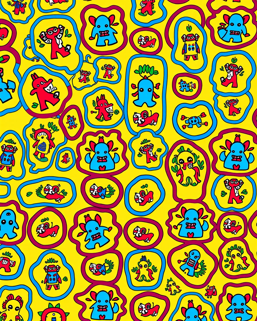 Whimsical Yellow Monster Invasion Rug