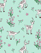 Whimsical Pink Floral Deer Meadow Rug