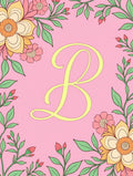 Pink Floral Frame Monogram B Rug