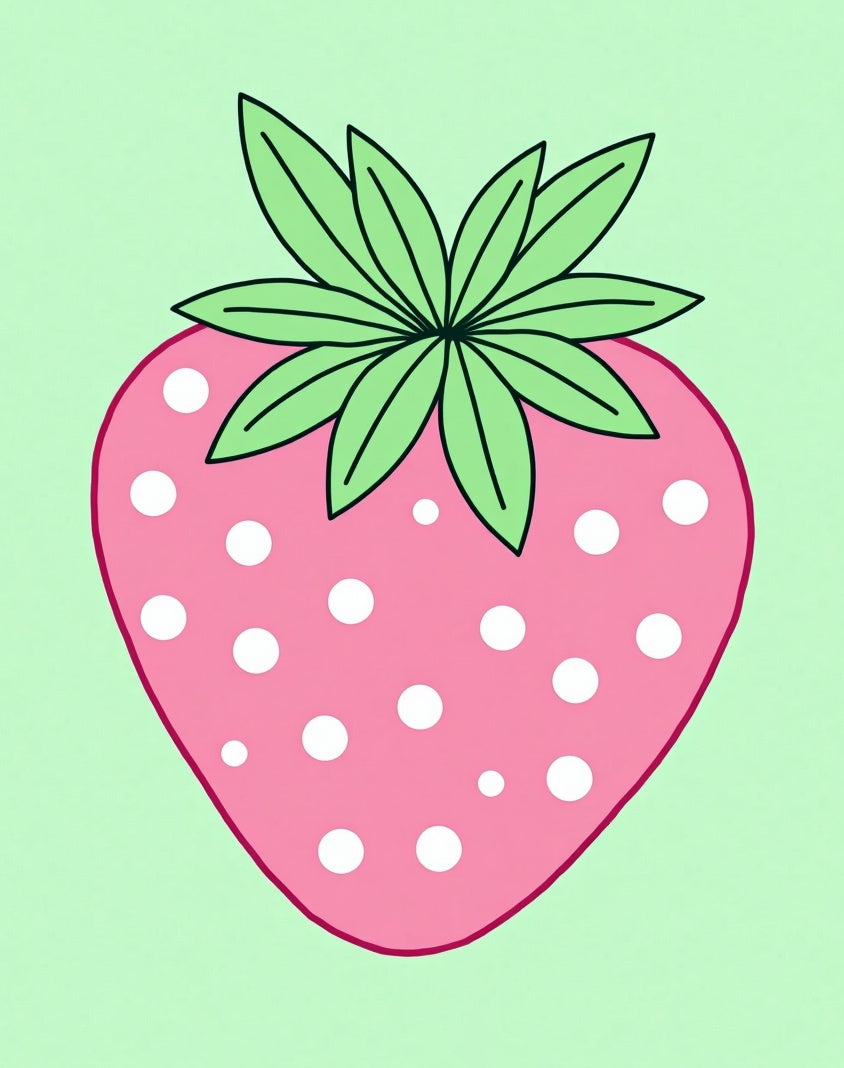 Pink Polka Dot Strawberry illustration Rug