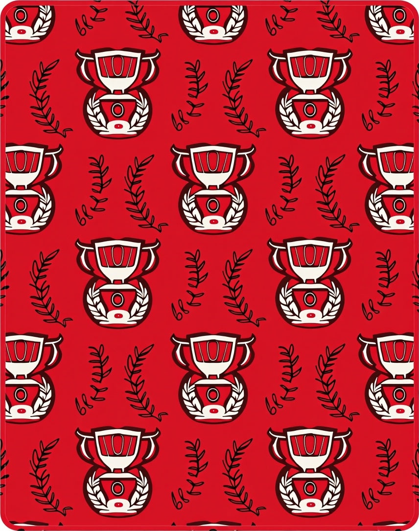 Red Trophy Laurel Wreath Repeat Rug