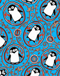 Whimsical Blue Penguin Medallion Rug