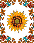 Golden Sunflower Mandala Border Rug